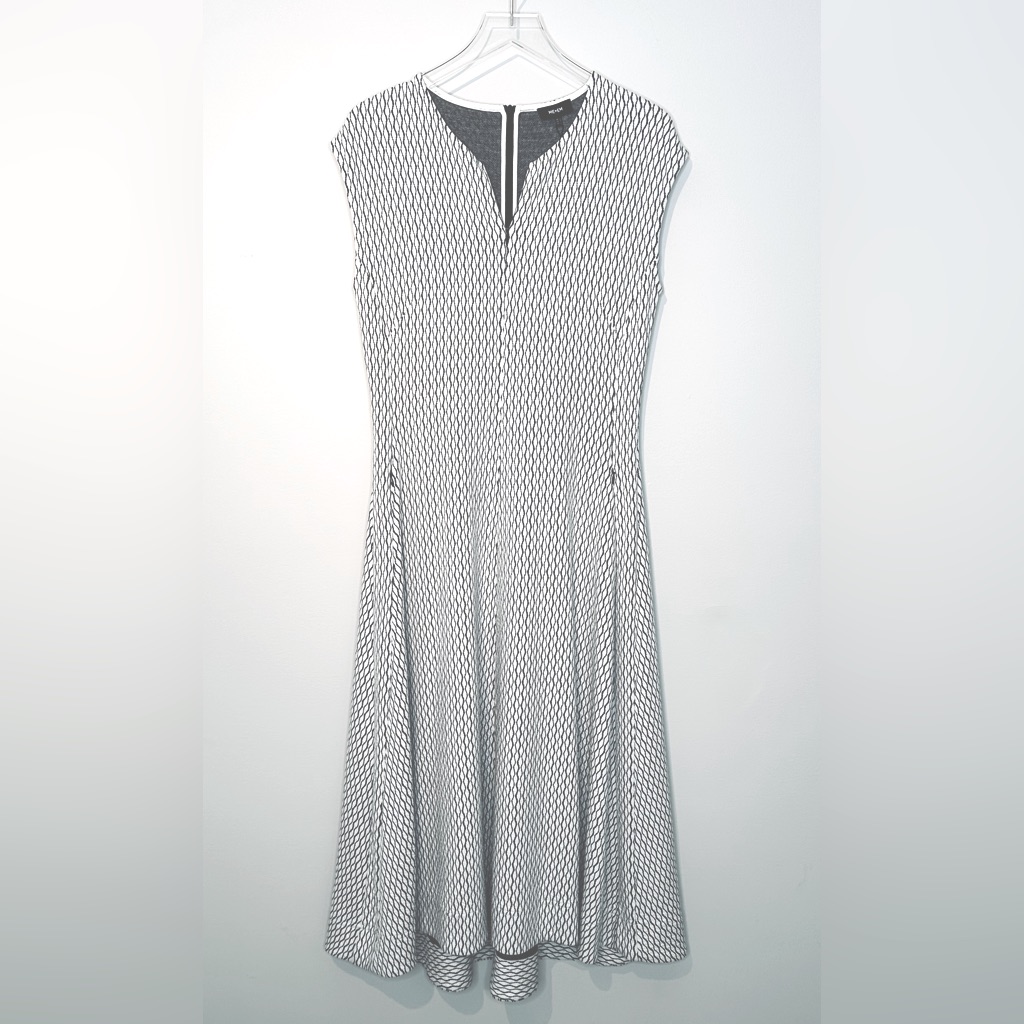 Me+Em Jacquard Pointe Cap Sleeve Cream Black Knit Maxi Dress Size 10 Nwt